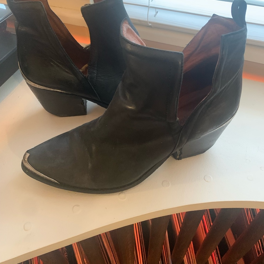 Jeffrey Campbell Cromwell Black Leather Ankle Boots